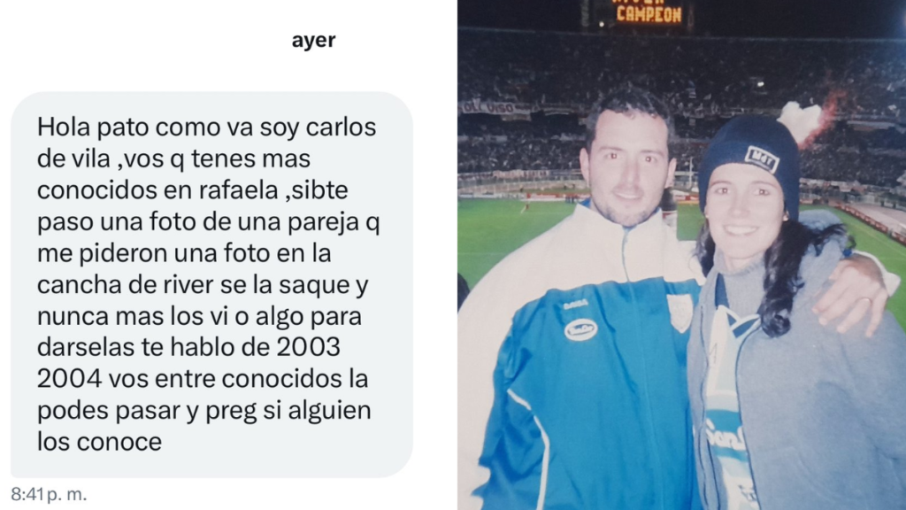 Una foto perdida y un mensaje de Twitter encontró a una pareja 20 años después: hinchas de Atlético Rafaela